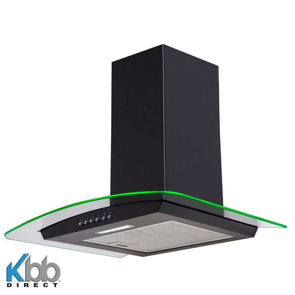 Black curved glass cooker hood discount